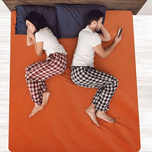 Fitted Sheet Only Cotton Breathable Bottom Sheet with Large Pocket Orange - Picture 2 of 6